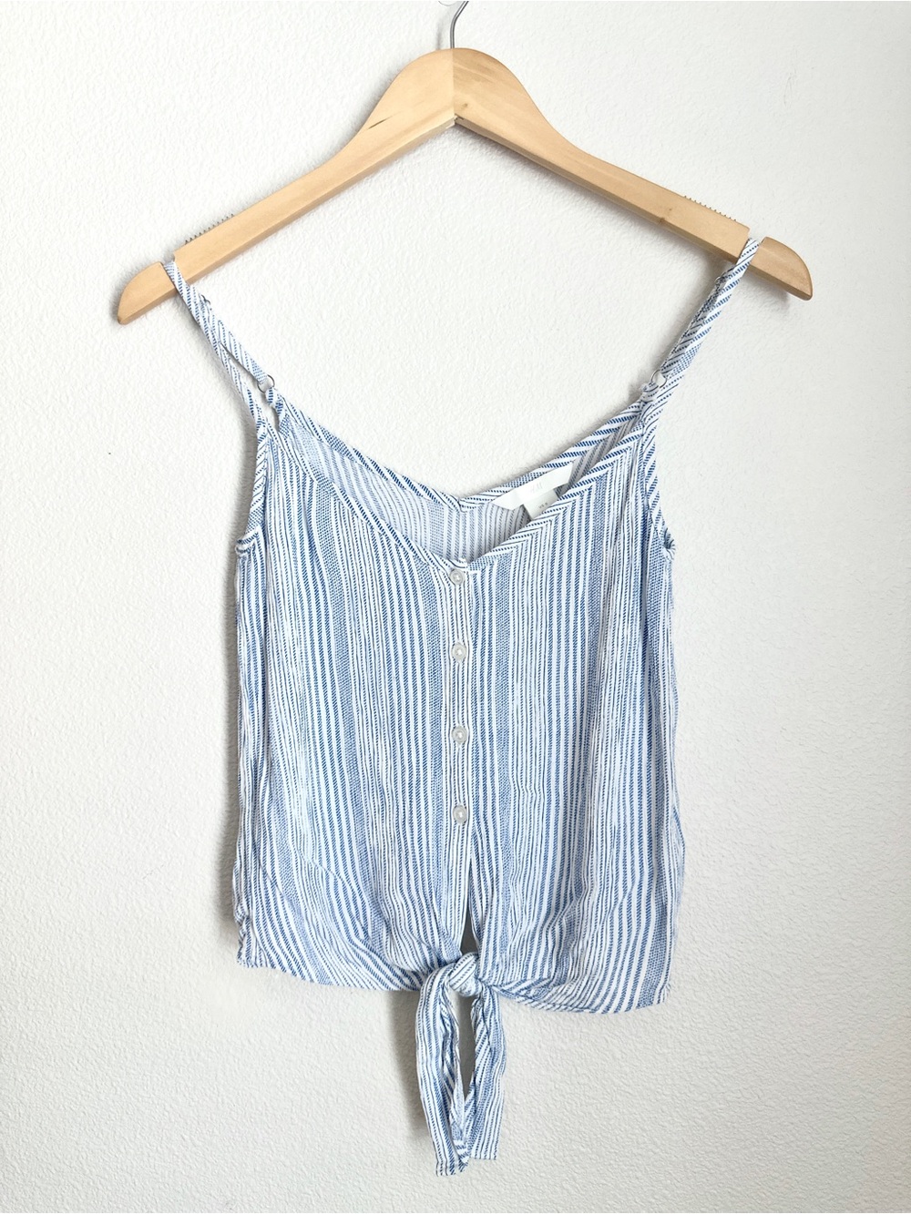 H&M Women’s Blue and White Striped Tie-Front Cami Tank Top Size 0